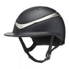 Charles Owen Halo Luxe Riding Helmet. Black and Platinum. Front View.