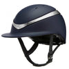 Charles Owen Halo Luxe Riding Helmet. Navy and Platinum. Front View.