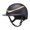 Charles Owen Halo Luxe Riding Helmet. Black and Rose Gold.Front View.
