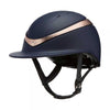 Charles Owen Halo Luxe Riding Helmet. Navy and Rose Gold. Front View.