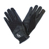 EA Gloves for Horse Riding – Black Synthetic Equestrian Gloves with Breathable Mesh, Perforated Wrist, Touchscreen Compatibility, and Velcro Closure for Training and Competition.