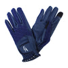 EA Gloves for Horse Riding – Navy Synthetic Equestrian Gloves with Breathable Mesh, Perforated Wrist, Touchscreen Compatibility, and Velcro Closure for Training and Competition.