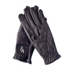 EA Perforated Riding Glove in Black. Breathable Synthetic Equestrian Glove with Touchscreen Compatibility and Velcro Closure for Horse Riding.