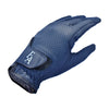 EA Perforated Riding Glove in Navy. Breathable Synthetic Equestrian Glove with Touchscreen Compatibility and Velcro Closure for Horse Riding.