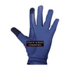 EA Perforated Riding Glove in Navy. Breathable Synthetic Equestrian Glove with Touchscreen Compatibility and Velcro Closure for Horse Riding.