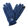 EA Perforated Riding Glove in Navy. Breathable Synthetic Equestrian Glove with Touchscreen Compatibility and Velcro Closure for Horse Riding.
