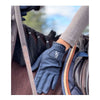 EA Perforated Riding Glove in Navy. Breathable Synthetic Equestrian Glove with Touchscreen Compatibility and Velcro Closure for Horse Riding.